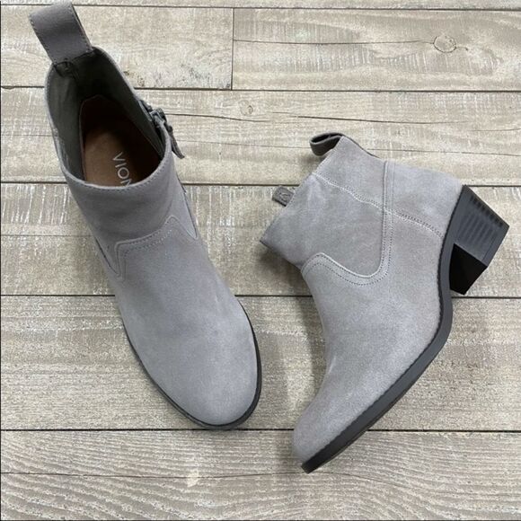VIONIC Vera Gray Water-Resistant Suede Ankle Boots - Picture 1 of 4
